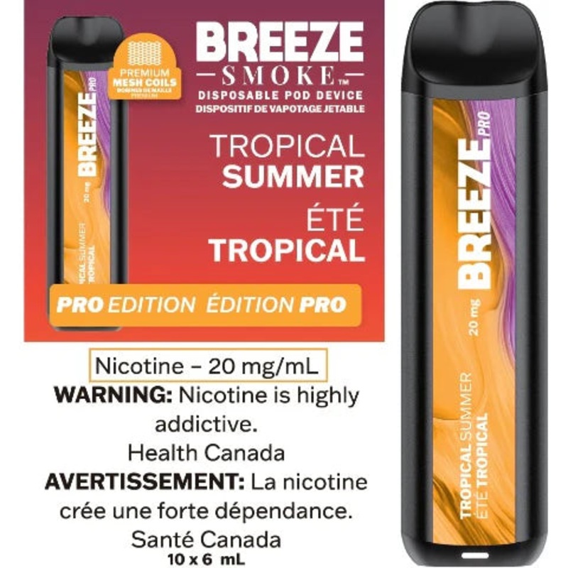 Breeze Pro Disposable Vape – Tropical Summer- 2000 Puffs – Zero Nicotine