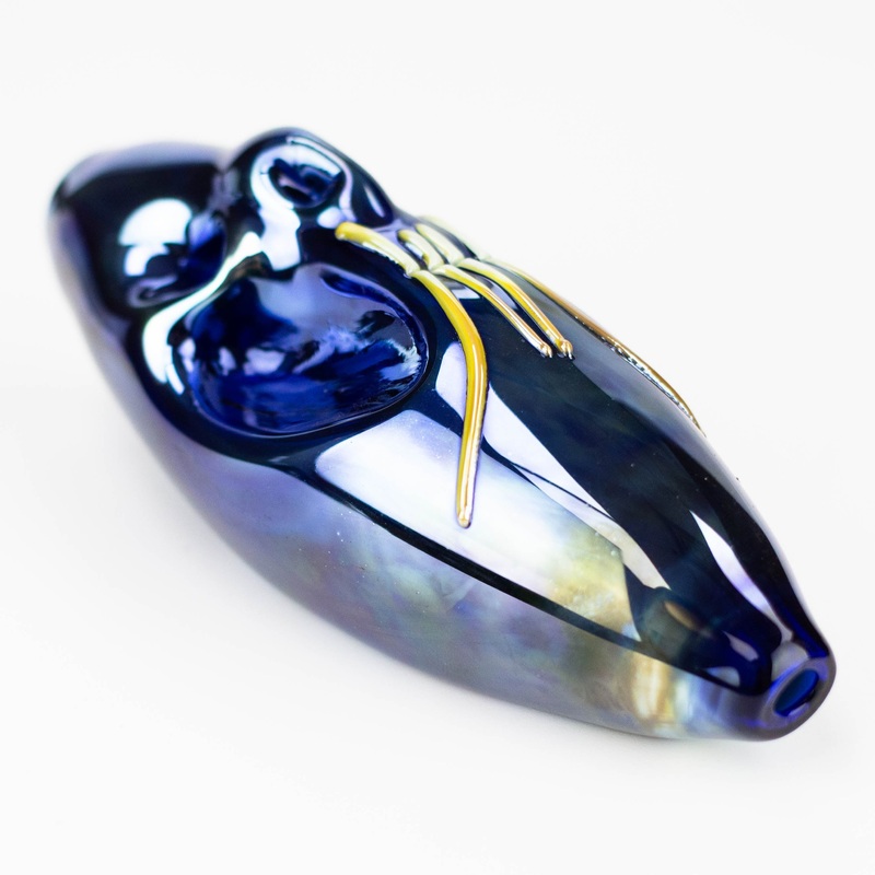 Electroplated Metallic Face Shape Glass Pipe- 5.5 Inches