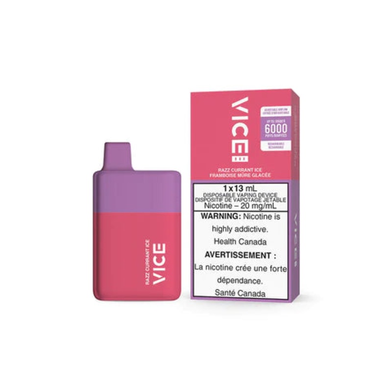 Vice Box Rechargeable Disposable Vape – 6000 Puffs – Razz Currant Ice