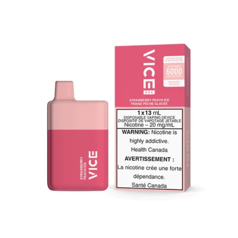 Vice Box Rechargeable Disposable Vape – 6000 Puffs – Strawberry Peach Ice