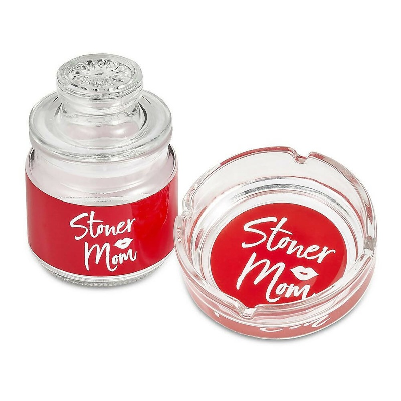 ASHTRAY AND STASH JAR SET – RED STONER MOM DESIGN
