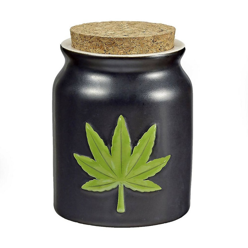 GREEN LEAF STASH JAR – EMBOSSED LEAF
