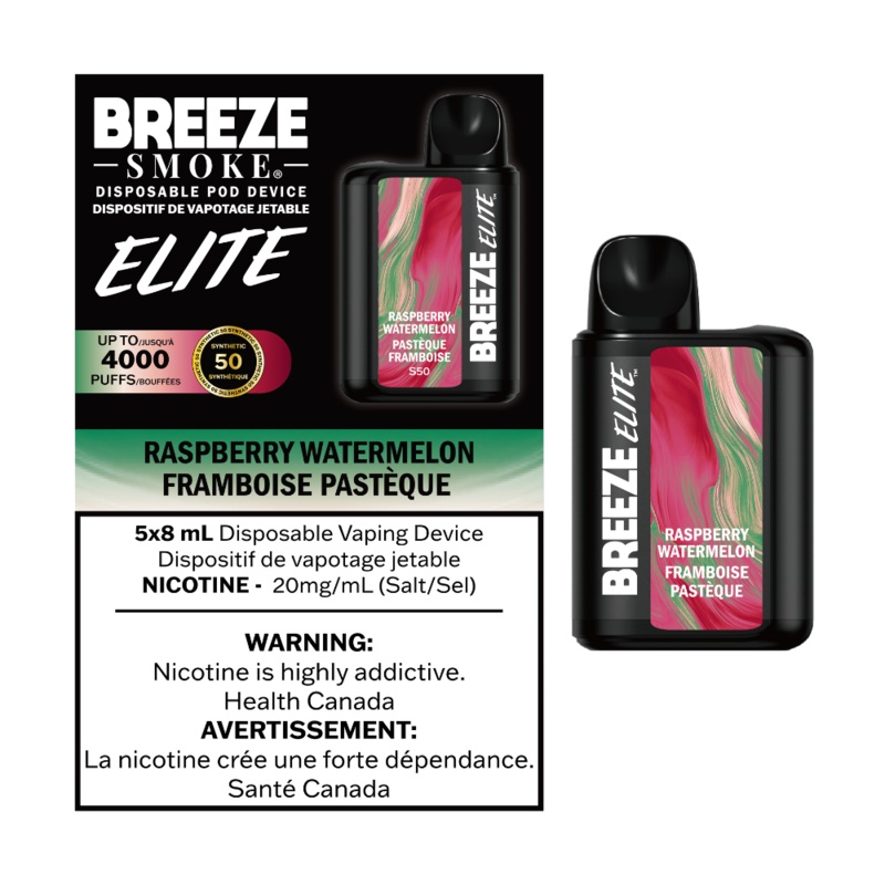 Breeze Elite Disposable Vape – Raspberry Watermelon – 4000 Puffs