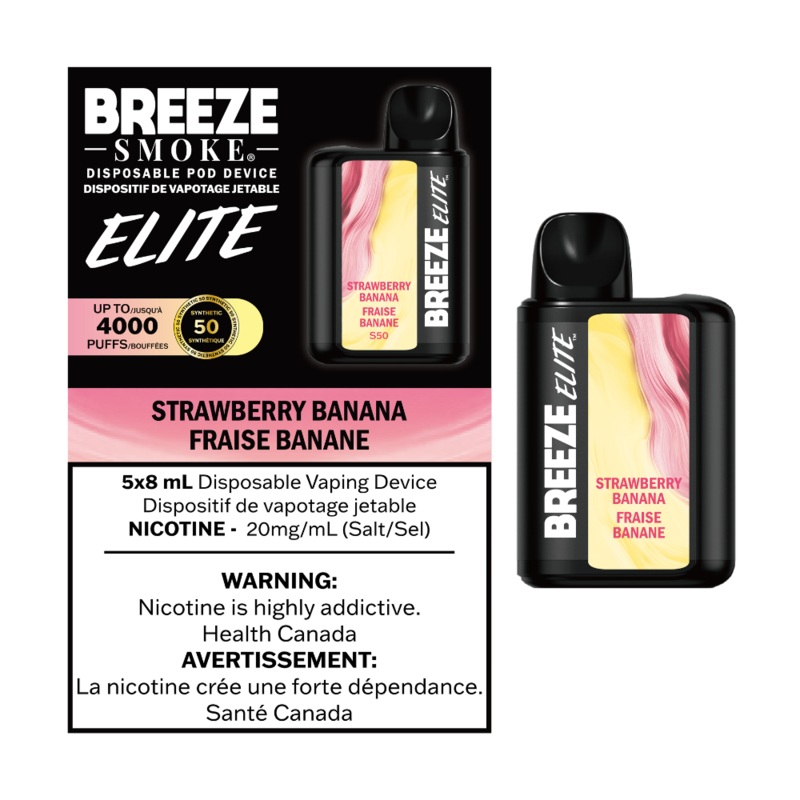 Breeze Elite Disposable Vape -Strawberry Banana – 4000 Puffs