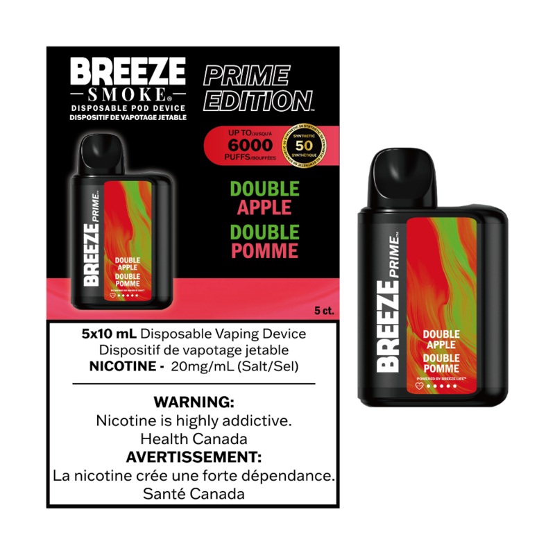 Breeze Prime Edition Disposable Vape – 6000 Puffs – Double Apple