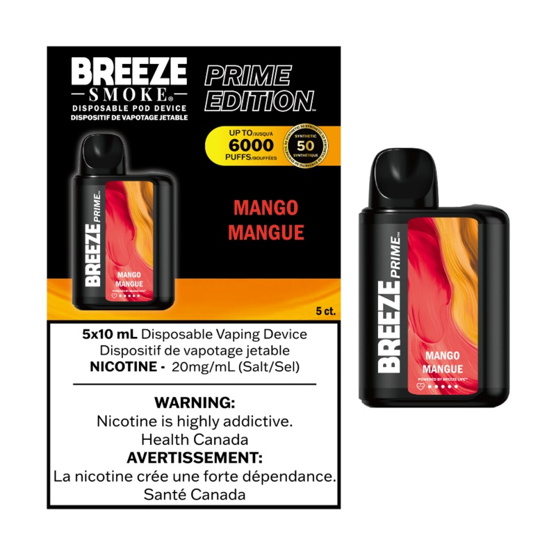 Breeze Prime Edition Disposable Vape – 6000 Puffs – Mango