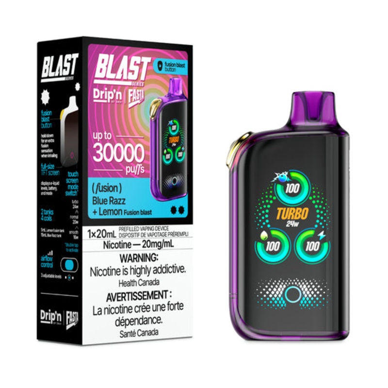 Drip’n Fasta Blast Disposable Vape – 30K Puffs – Blue Razz + Lemon Fusion