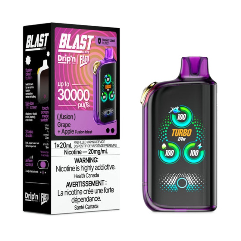 Drip’n Fasta Blast Disposable Vape – 30K Puffs – Grape + Apple Fusion