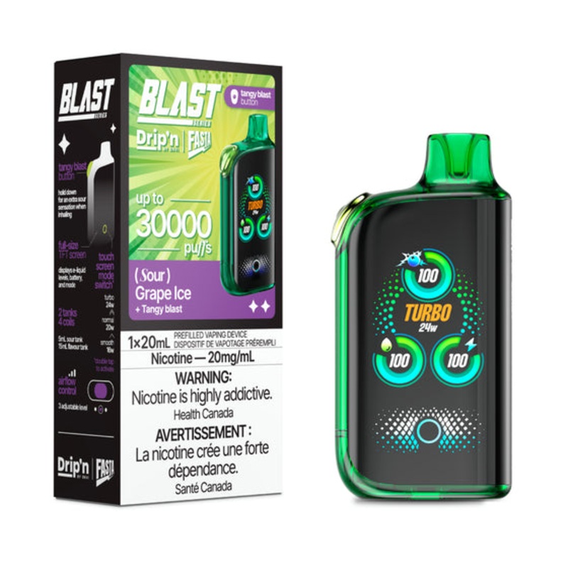 Drip’n Fasta Blast Disposable Vape – 30K Puffs – Grape Ice Sour