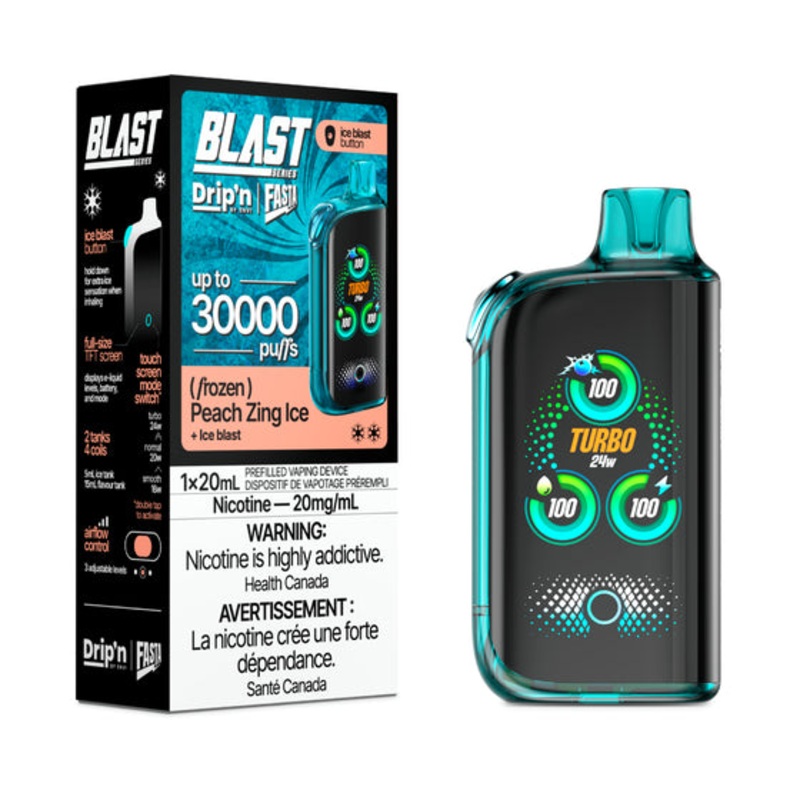 Drip’n Fasta Blast Disposable Vape – 30K Puffs – Peach Zing Ice