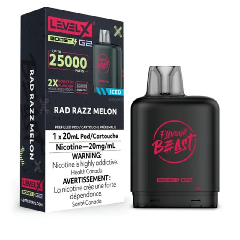 Flavour Beast Level X Vape Pod – 25K – Rad Razz Melon Iced