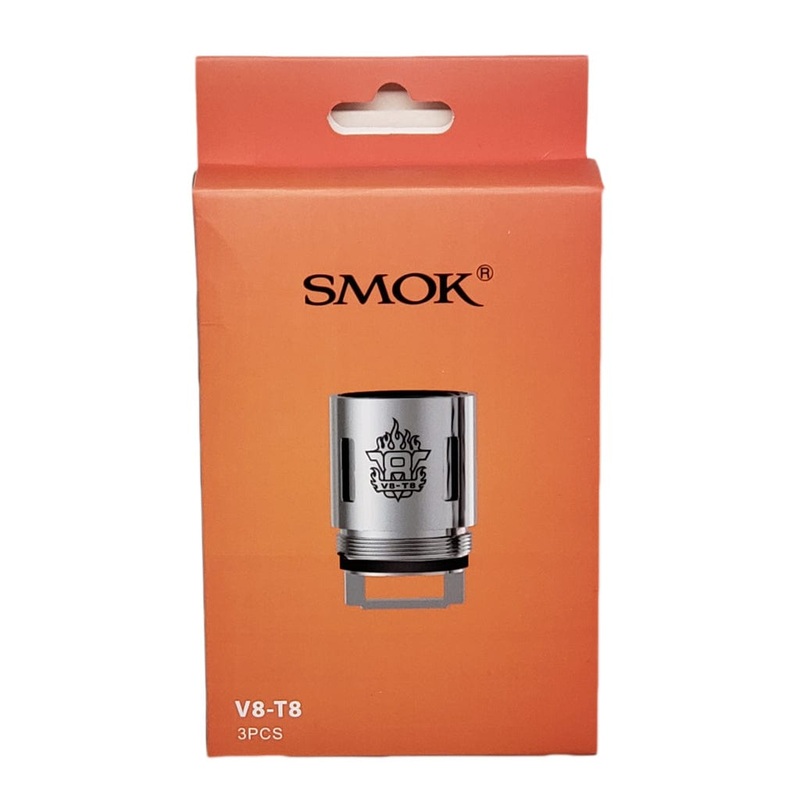 SMOK TFV8 Coils|T8 0.15ohm (1pc/coil) (50W-260W Best: 120W-180W)|T6 0.2ohm (1pc/coil) (50W-240W Best: 110W-150W)|Q4 0.15ohm (1pc/coil) (50W-180W Best: 90W-150W)|RBA (1pc/coil) (50W-140W) (Side Post)|V8-X4 0.15ohm (1pc/coil) (60W-150W Best 80W-120W)|V8-RBA