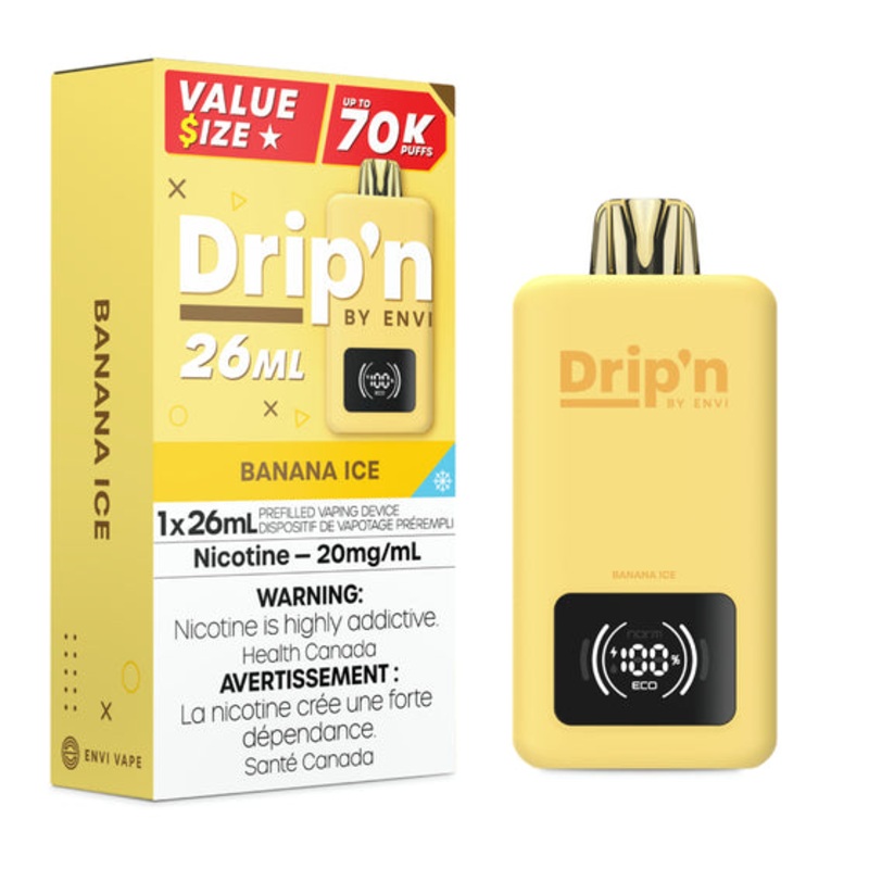 Drip’n by Envi 26ML Disposable Vape – 70K Puffs – Banana Ice