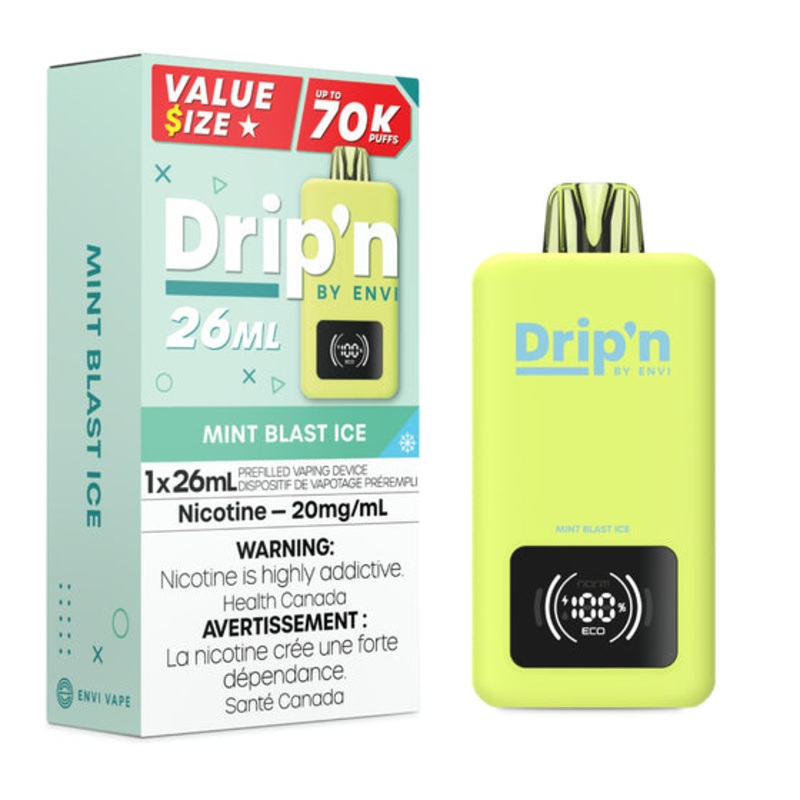 Drip’n by Envi 26ML Disposable Vape – 70K Puffs – Mint Blast Ice