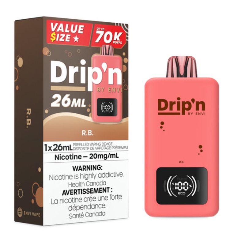 Drip’n by Envi 26ML Disposable Vape – 70K Puffs – R.B