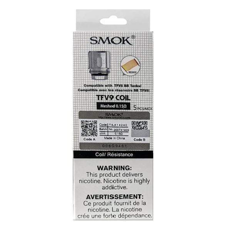 SMOK TFV9 Replacement Coils|V9 Mesh 0.15 ohm (40W-90W Best: 70W-80W)
