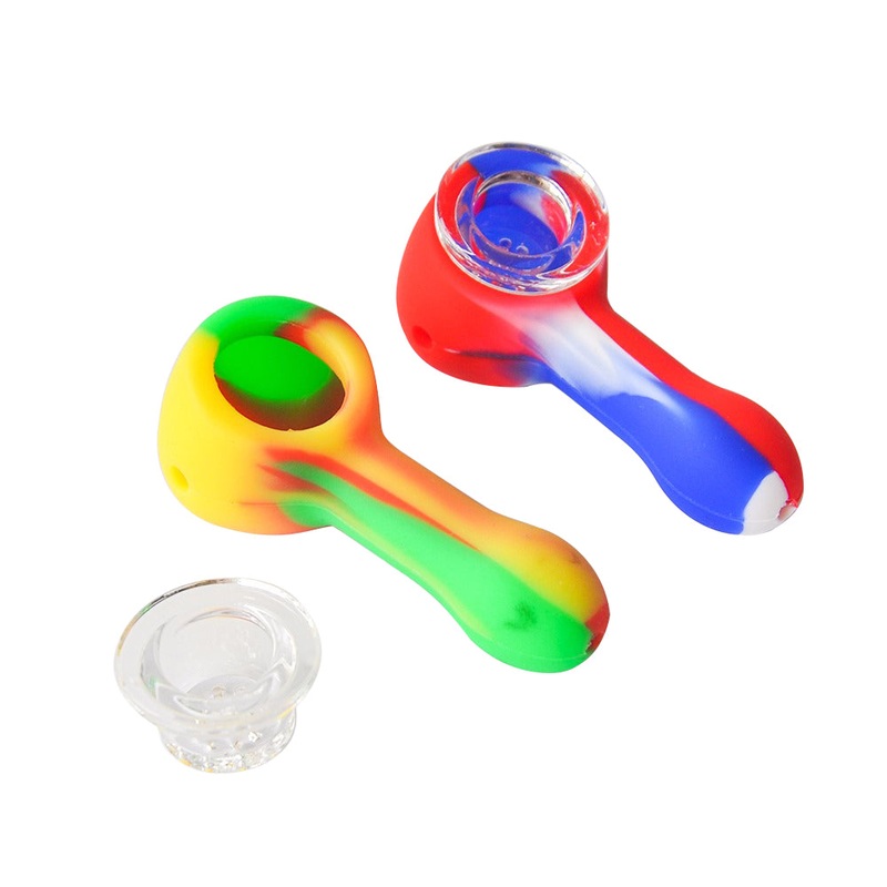 3.5 Silicone Pipe w/ Glass Bowl Rainbow