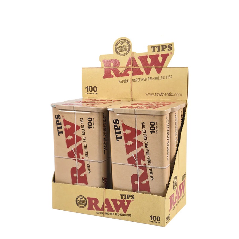 RAW Pre Rolled Filter Tips in Tin – 100/pack