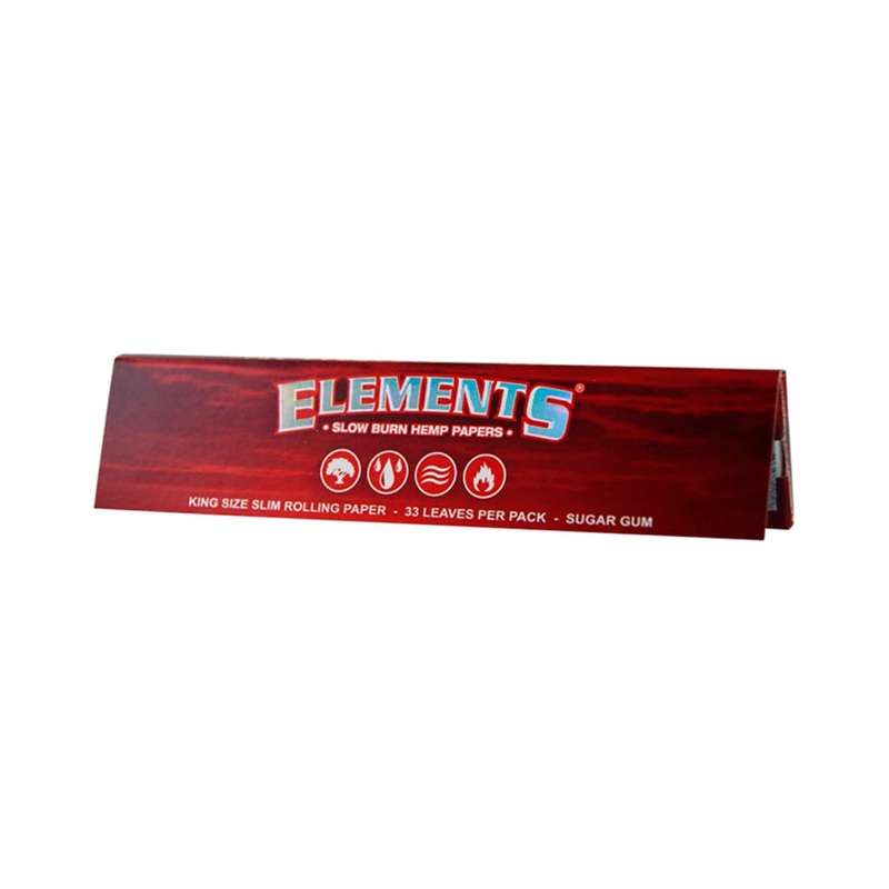 Elements Red Slow Burning Hemp Rolling Papers Display – King Size Slim