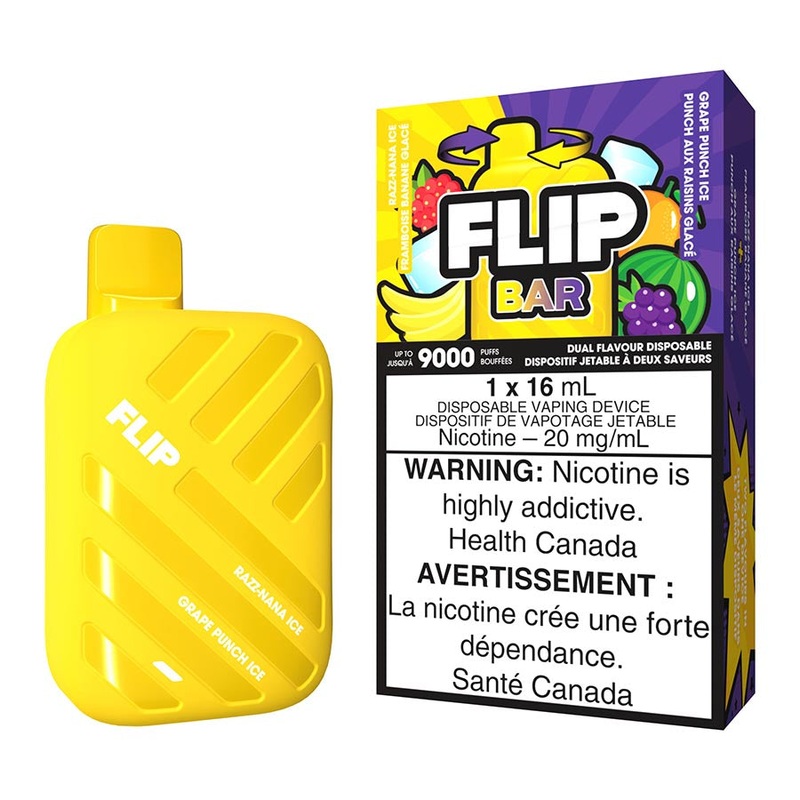Flip Bar Disposable Vape Device – Razz Nana Ice And Grape Punch Ice