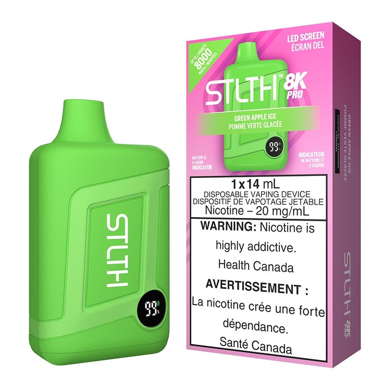 STLTH 8K Pro Disposable Vape Device – Green Apple Ice