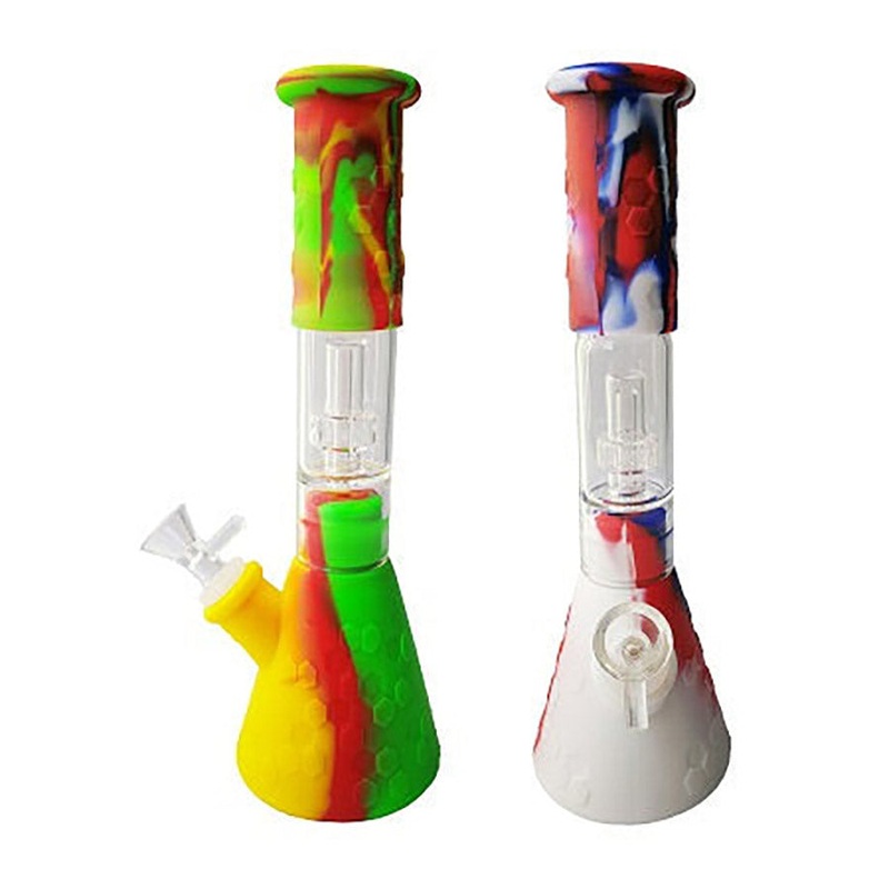 11 Honeycomb Silicone Bong with Shower Percolator