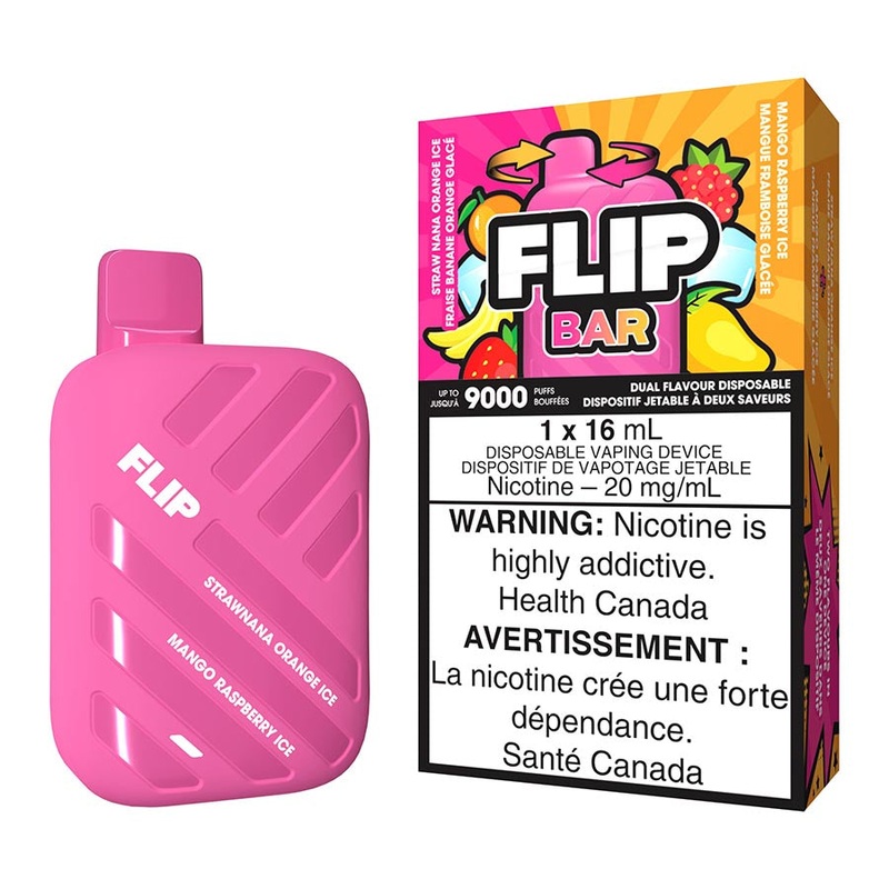 Flip Bar Disposable Vape Device – Straw Nana Orange Ice And Mango Raspberry Ice