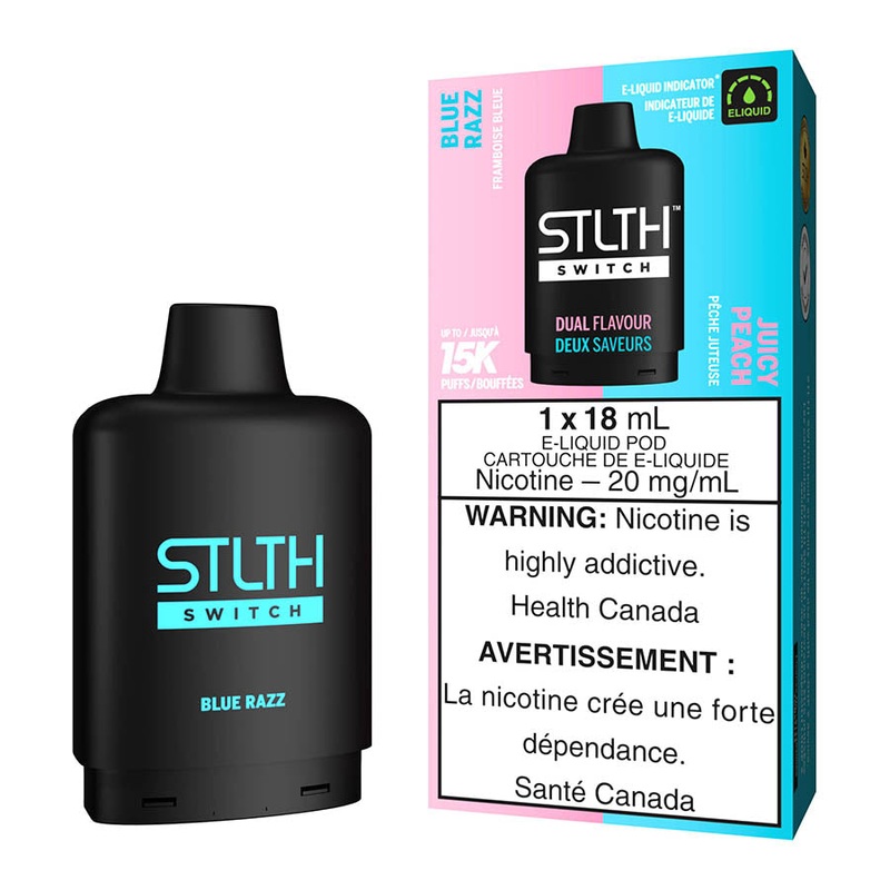 STLTH Switch E-Liquid Pod Pack – Blue Razz And Juicy Peach