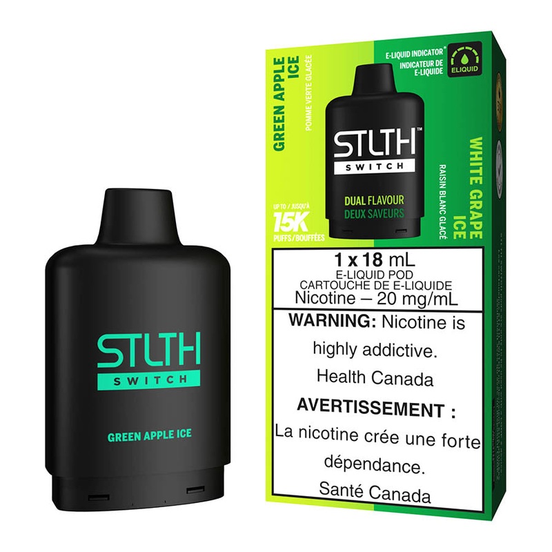 STLTH Switch E-Liquid Pod Pack – Green Apple Ice And White Grape Ice