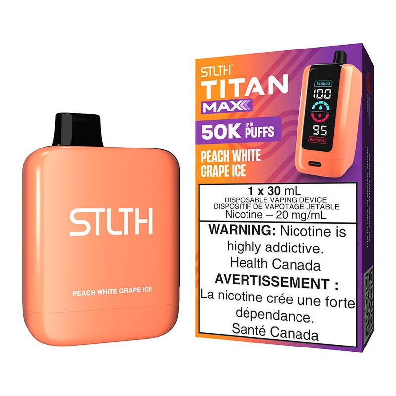 STLTH Titan Max Disposable Vape Device – Peach White Grape Ice