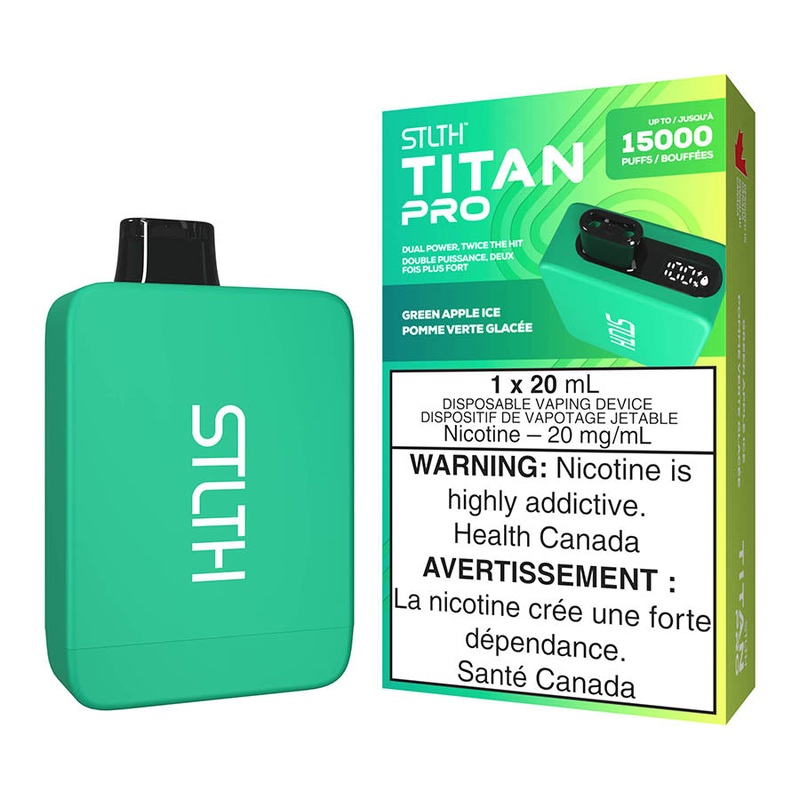 STLTH Titan Pro Disposable Vape Device – Green Apple Ice