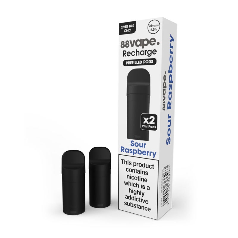 88Vape Recharge Sour Raspberry Pods (x2)