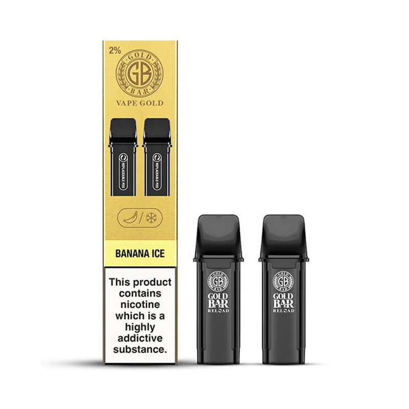 Gold Bar Refill Pods (x2)|Banana Ice|Blue Raspberry|Kiwi Passion|Spearmint|Strawberry Kiwi Watermelon