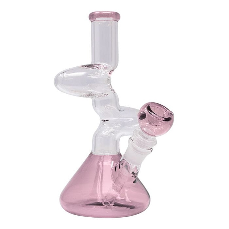 DOUBLE ZONG BONG WITH BOWL|Pink 8 Inches