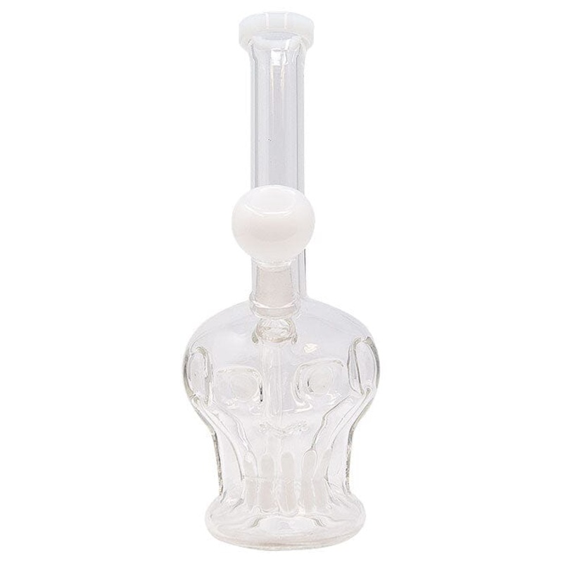 WHITE SKULL FACE GLASS BONG|White Skull Face 8 Inches