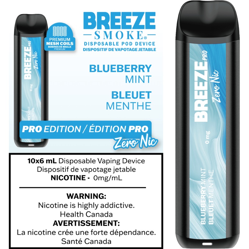 Breeze PRO 0MG|Blueberry Mint|Blueberry Watermelon|Cherry Lemon|Mint|Raspberry Lemon|Tropical Summer
