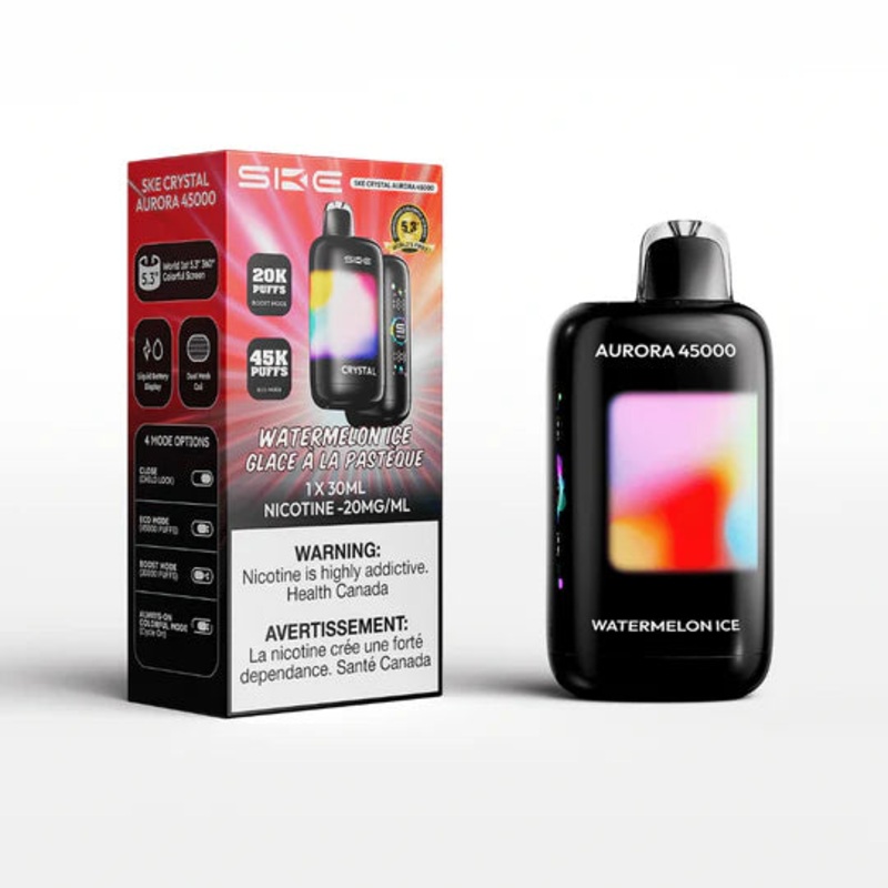 SKE AURORA 45K|Blue Razz|Blueberry Pear|Extreme Mint|Green Apple Ice|Lychee Strawberry Watermelon|Mango Peach Watermelon|Peach Berry|Sour Strawberry|Watermelon Ice|White Grape