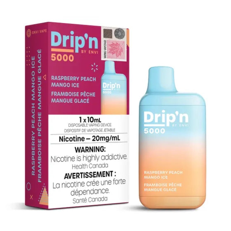 Drip’n by Envi 5000 Disposable – Raspberry Peach Mango Ice 20MG