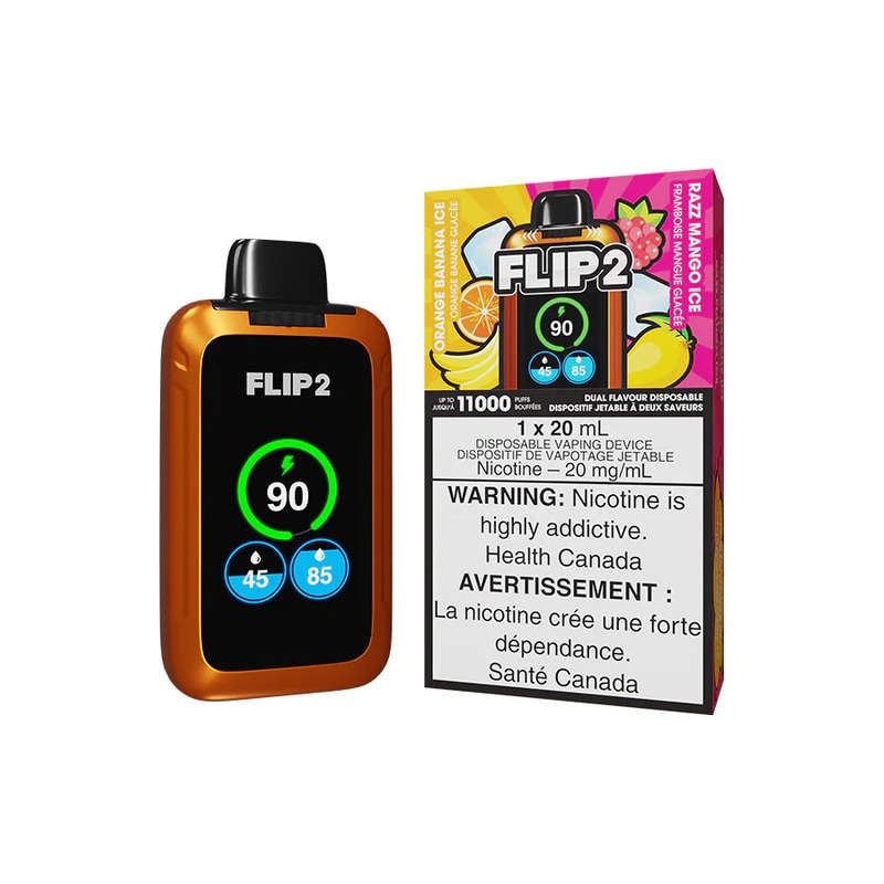 FLIP 2 DISPOSABLE – ORANGE BANANA ICE AND RAZZ MANGO ICE