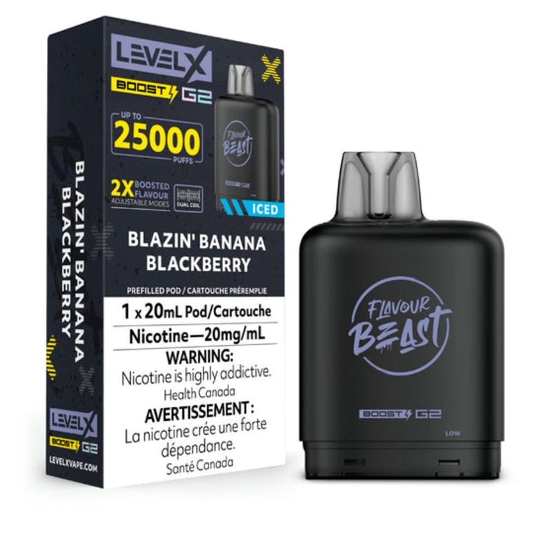 Level X Boost Pod 20ml – Flavour Beast – Blazin’ Banana Blackberry
