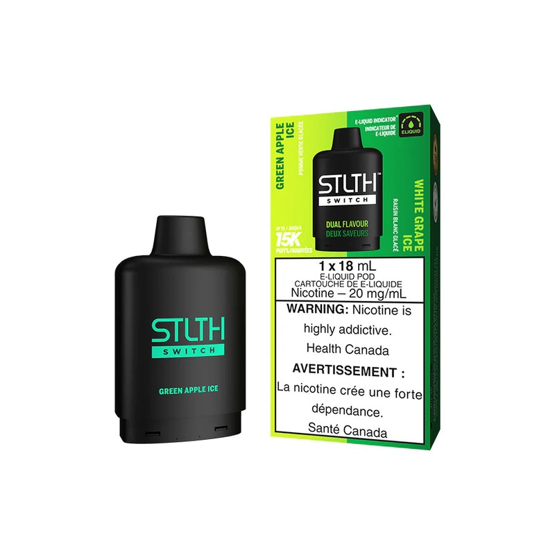 STLTH SWITCH POD PACK – GREEN APPLE ICE AND WHITE GRAPE ICE (Ontario)