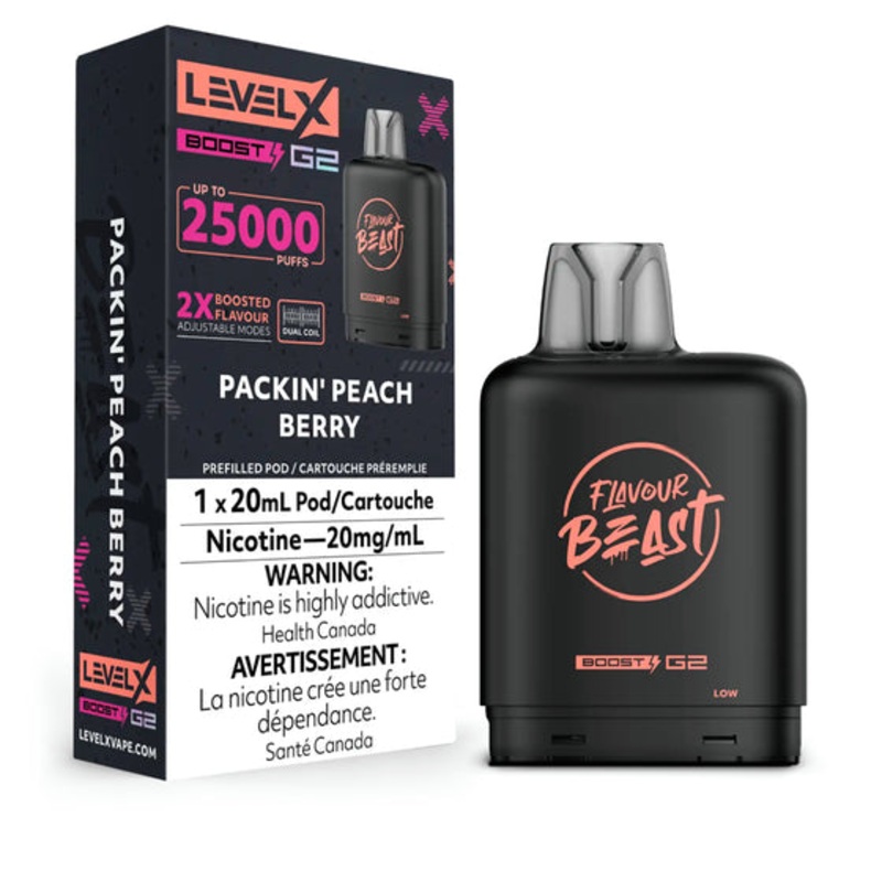 Level X Boost Pod 20ml – Flavour Beast – Packin’ Peach Berry