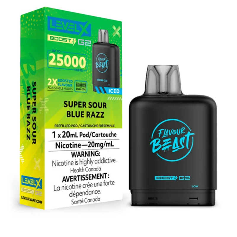Level X Boost Pod 20ml – Flavour Beast – Super Sour Blue Razz Iced